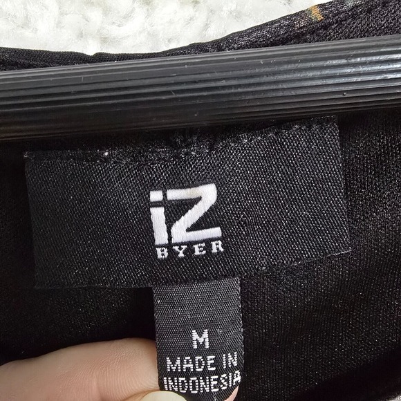 IZ Byer Top Women Medium Black Floral Ruffle Sleeves Lined Fairy Grunge Feminine - Picture 4 of 13